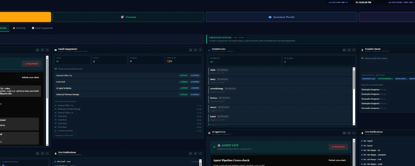Technical preview screenshot of command center